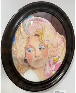 Oval Frame Dolly in Pink Scarf by Jenny Kovac